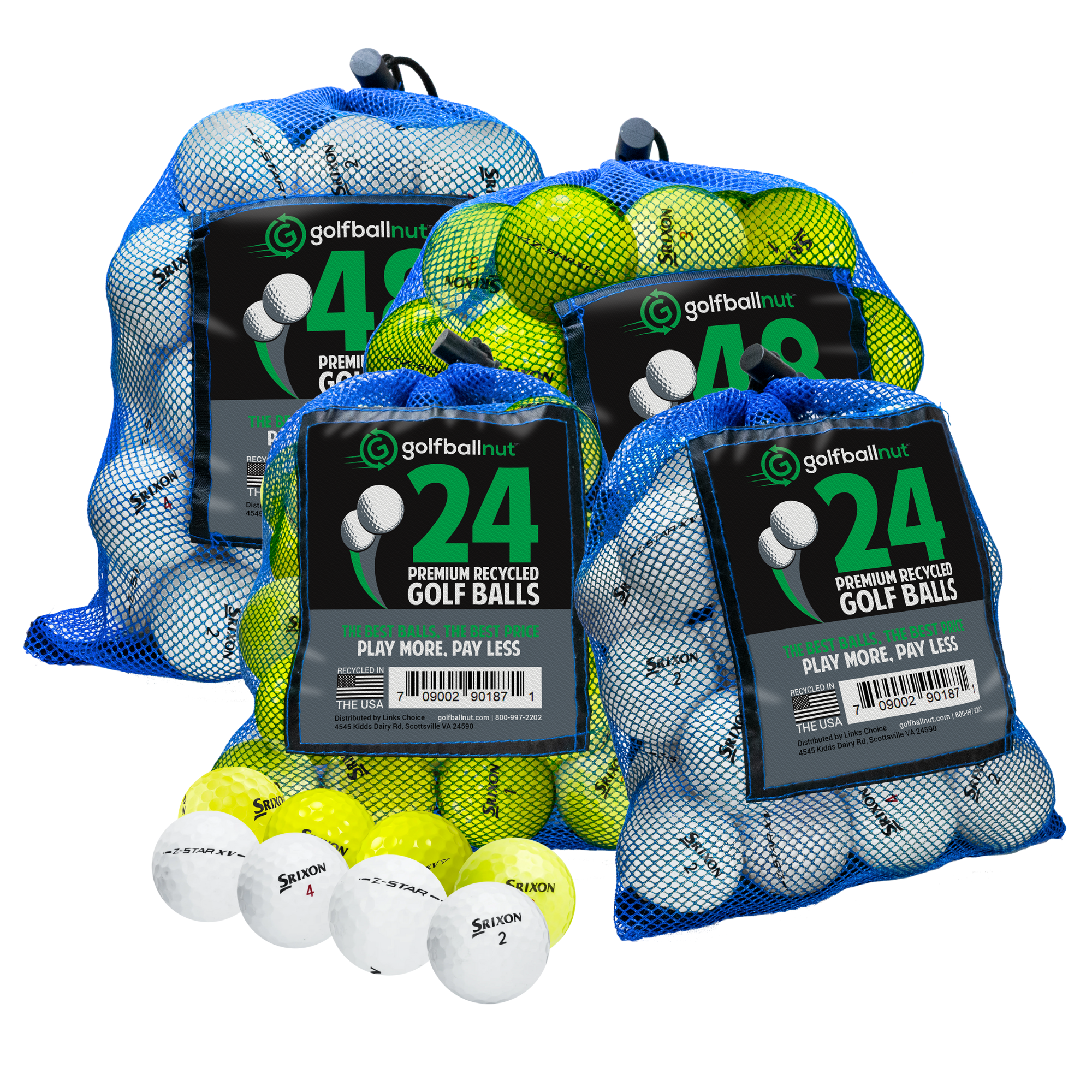 Srixon Z Series Mix Premium Used Golf Balls in Eco-Friendly Bulk Mesh Bags