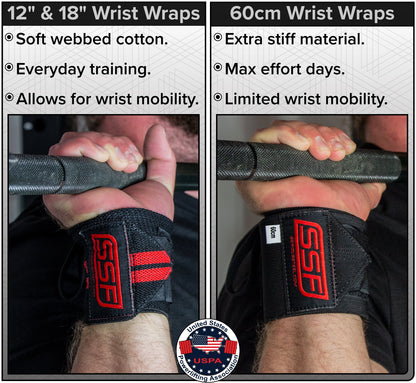 60 cm Black Heavy Duty Wrist Wraps