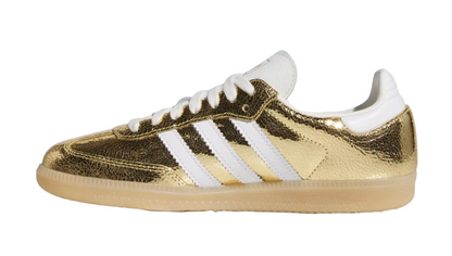 Adidas Samba OG Womens Gold Metallic Cracked Leather