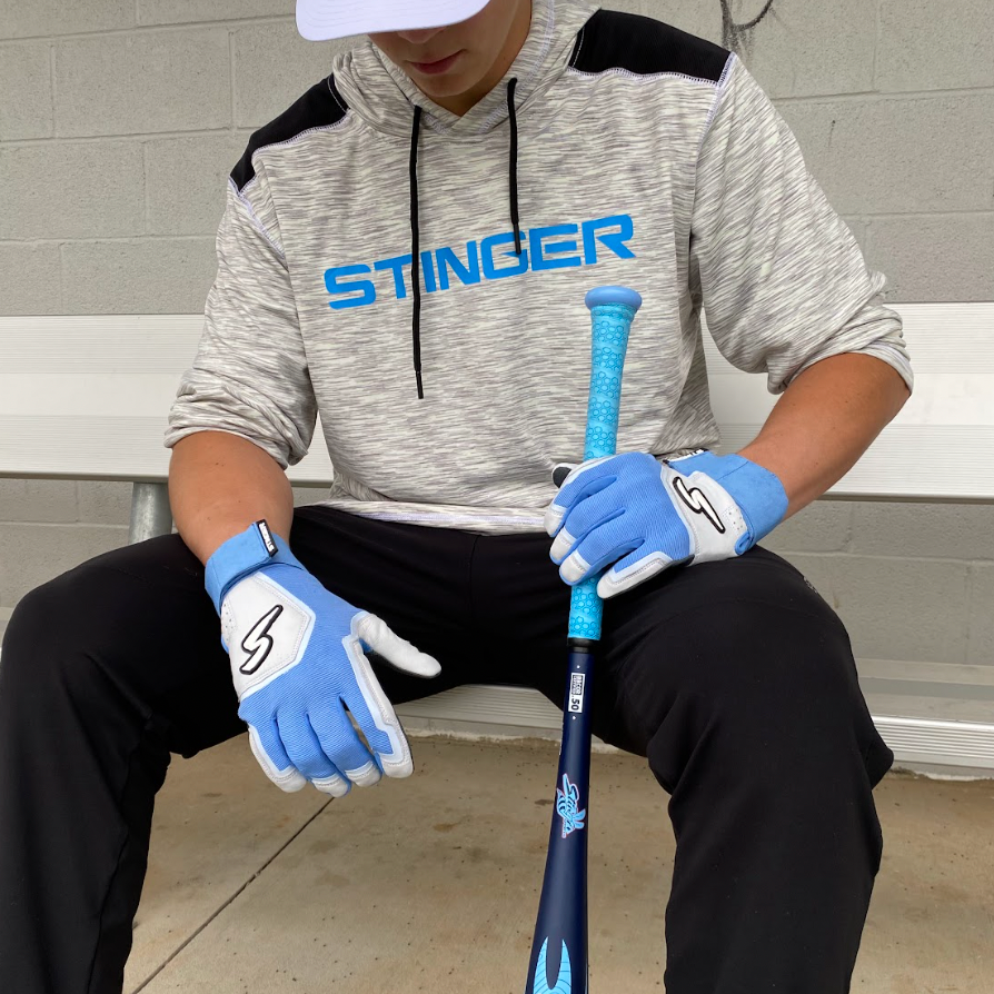 Winder Series Batting Gloves - Columbia Blue/white & Graphite