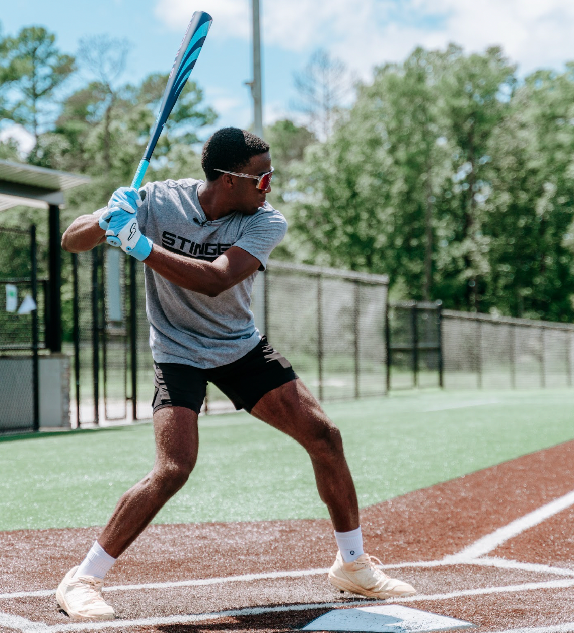 Winder Series Batting Gloves - Columbia Blue/white & Graphite