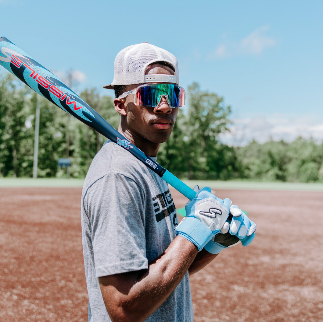 Winder Series Batting Gloves - Columbia Blue/white & Graphite