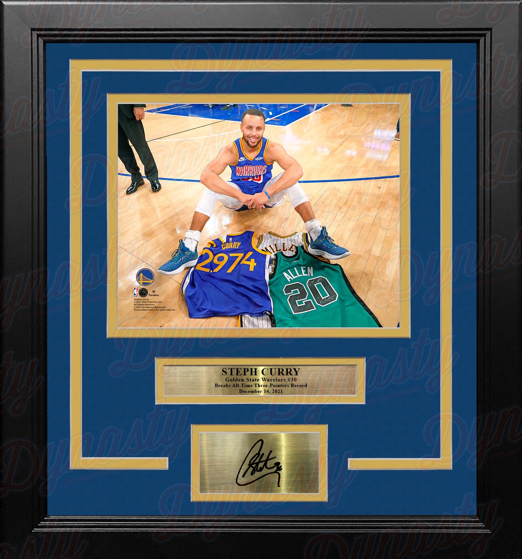 Autographed Steph Curry 3-Point Record Golden State Warriors Framed Photo