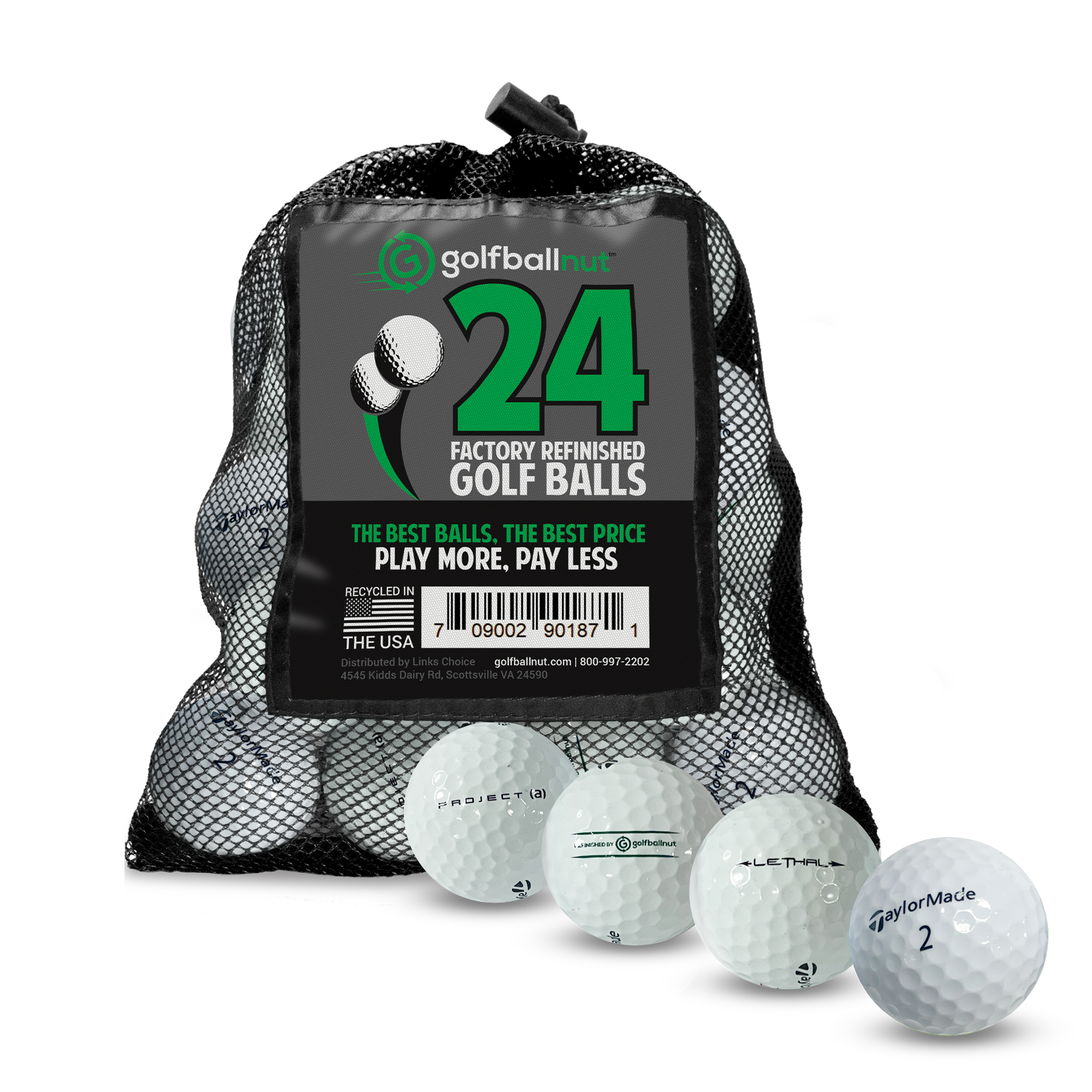 Factory Refinished Taylormade Tour Mix Golf Balls (Bulk Mesh Bags)