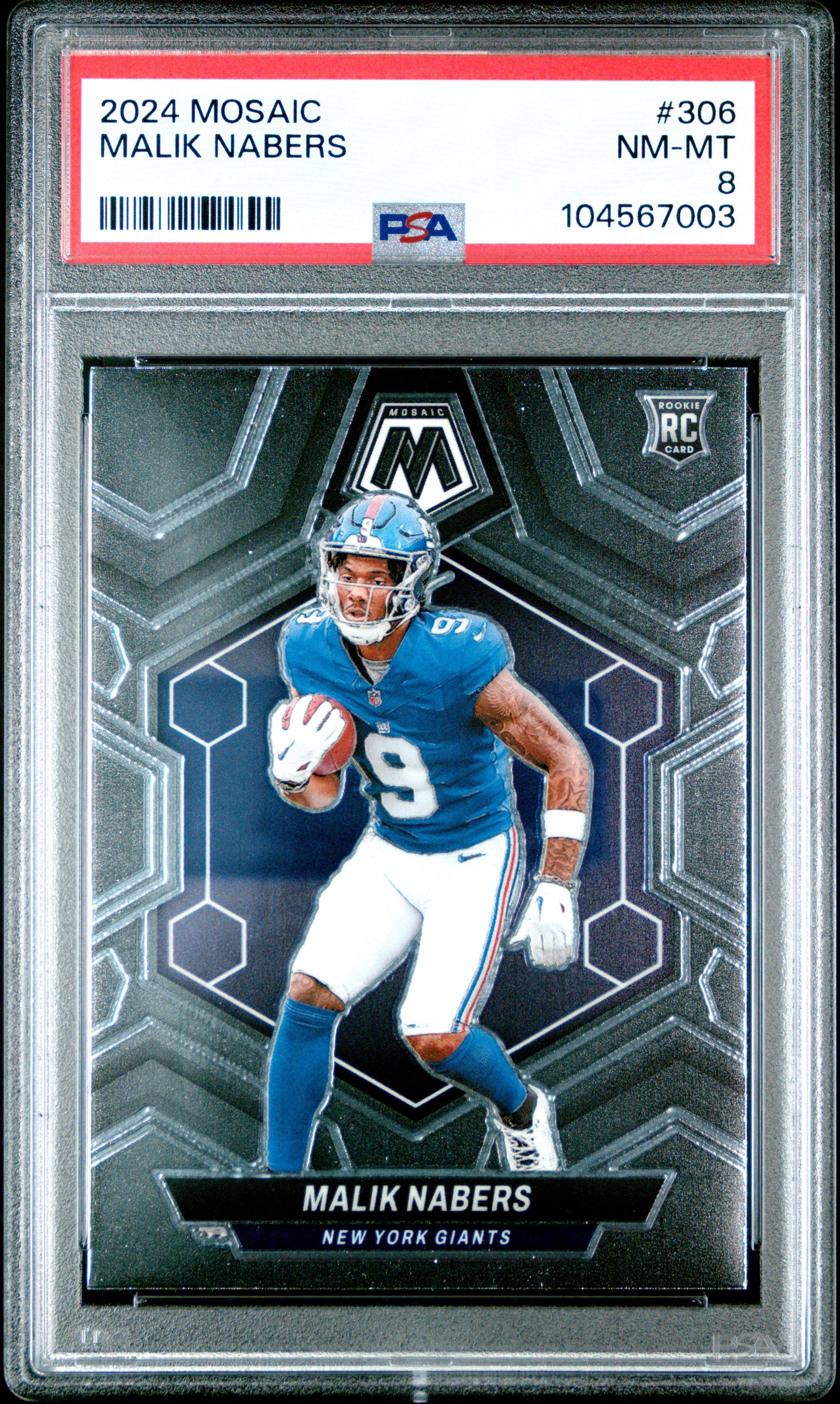 Malik Nabers Graded 2024 Panini Mosaic #306 Rookie Football Card