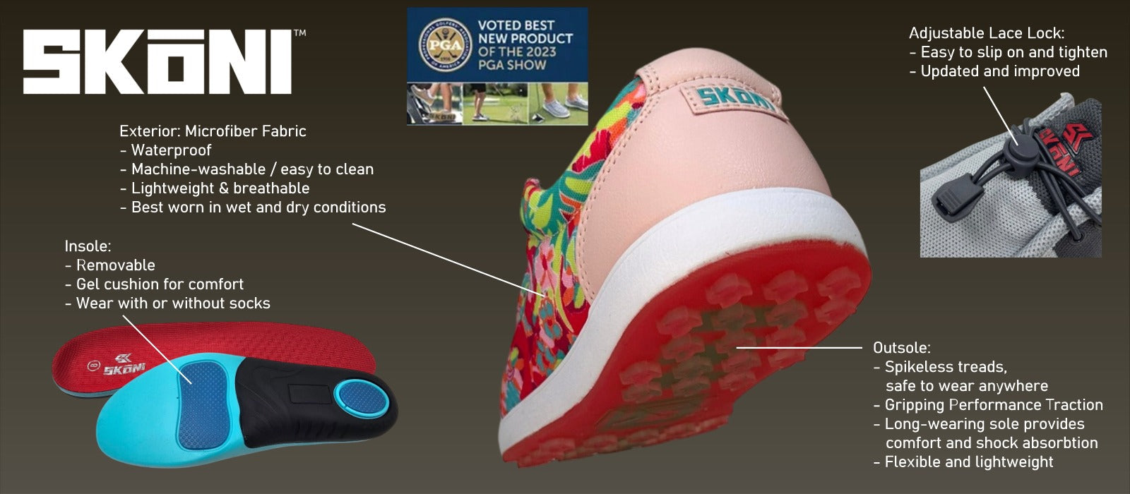 SKŌNI Men's Golf Shoe Waterproof in Grey/Navy