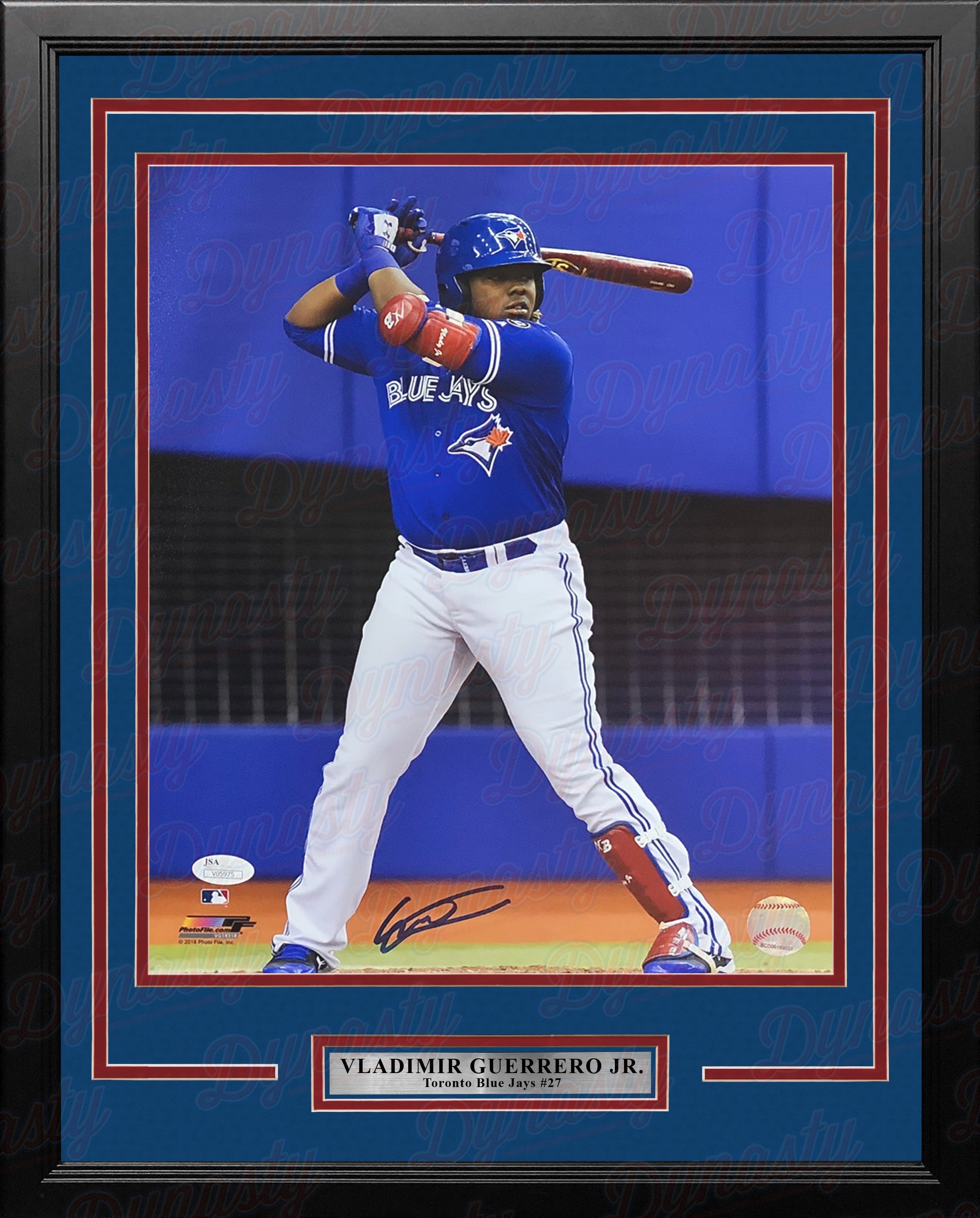 Autographed Toronto Blue Jays Vladimir Guerrero, Jr. At-Bat Framed Baseball Photo