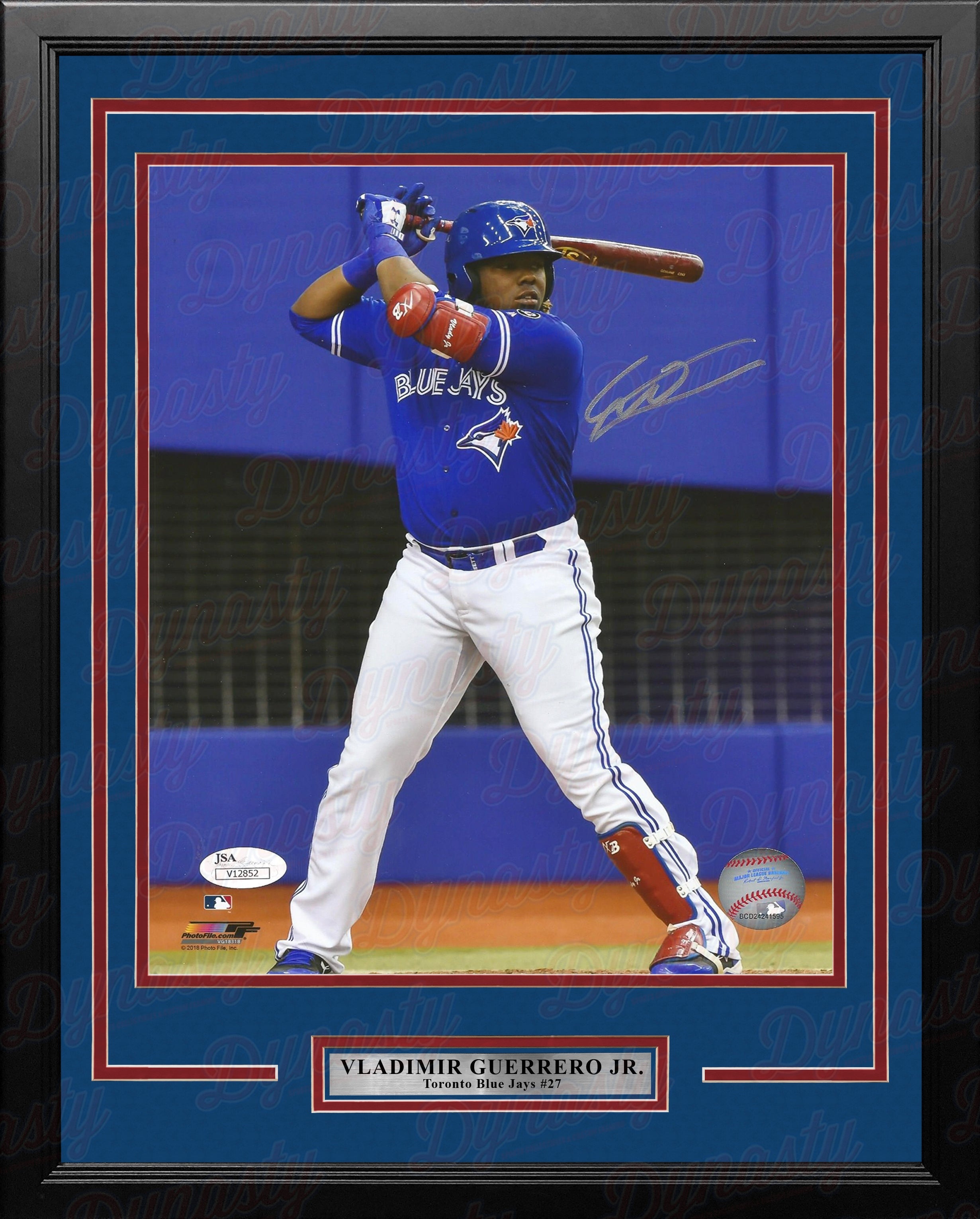 Autographed Toronto Blue Jays Vladimir Guerrero, Jr. At-Bat Framed Baseball Photo