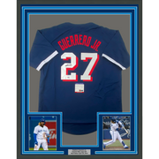 Framed Autographed Vladimir Vlad Guerrero Jr. 35x39 2021 All-Star Game Blue Baseball Jersey