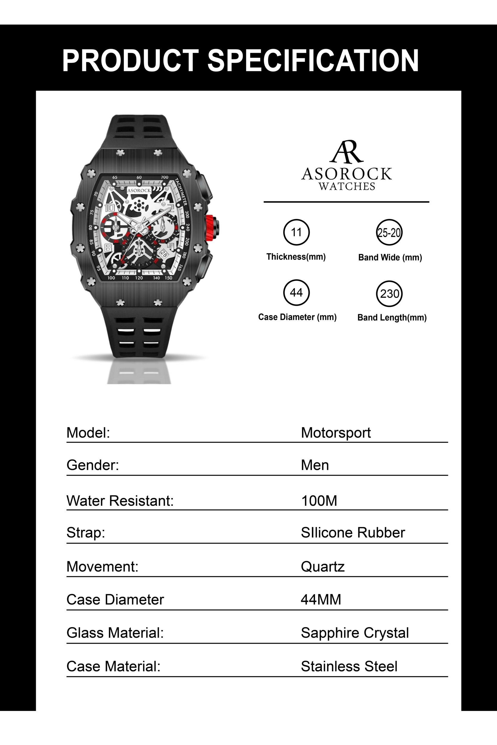 All Black Motorsport - from ASOROCK WATCHES  a black african american owned luxury unique watch brand with swiss rolex, Audemars Piguet, patek homage inspired style watches. Also a custom vvs moissanite diamond watch maker. 