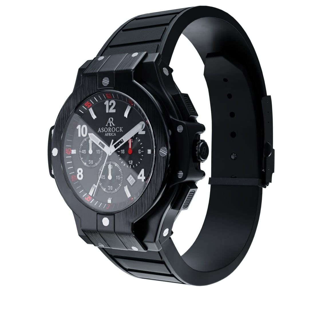 ALL BLACK SPEEDRACER 2.0 - from ASOROCK WATCHES  a black african american owned luxury unique watch brand with swiss rolex AP homage style watches 