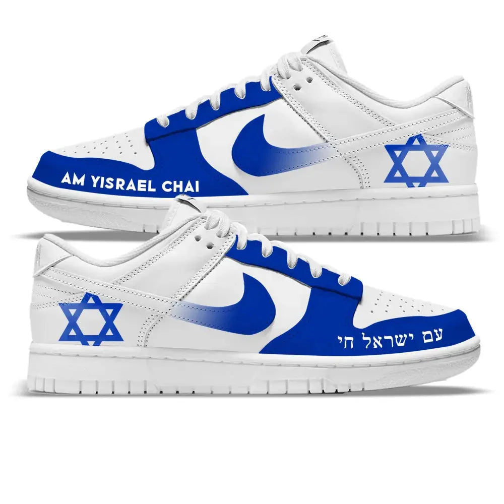 "Am Yisrael Chai" Nike Dunk Low Shoes - Size 10 Men's/11.5 Women's
