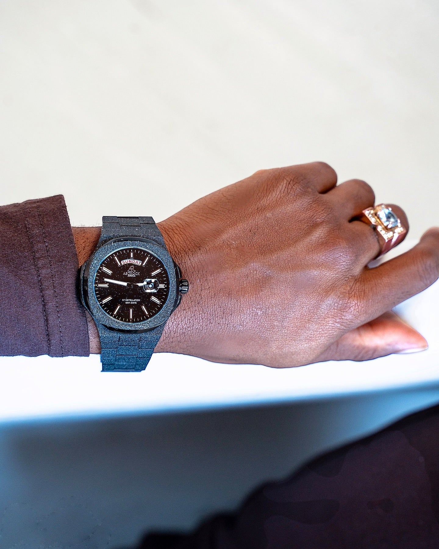 All Black Frosted Stardust Constellation Day-Date