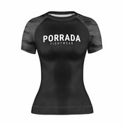 Black Camo Women Short Sleeve Rash Guard