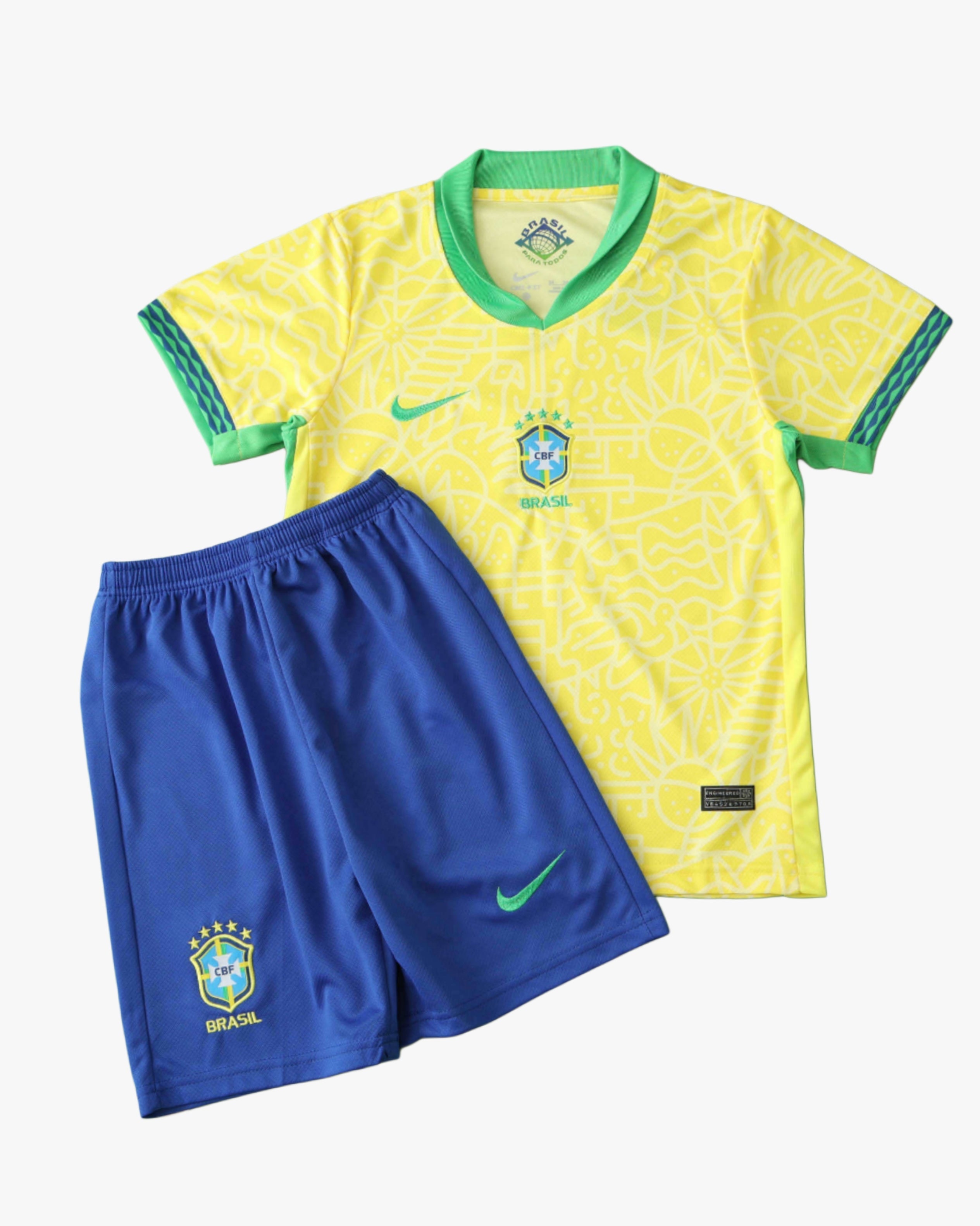 Brazil Home 2024/25 Kids Jersey & Shorts
