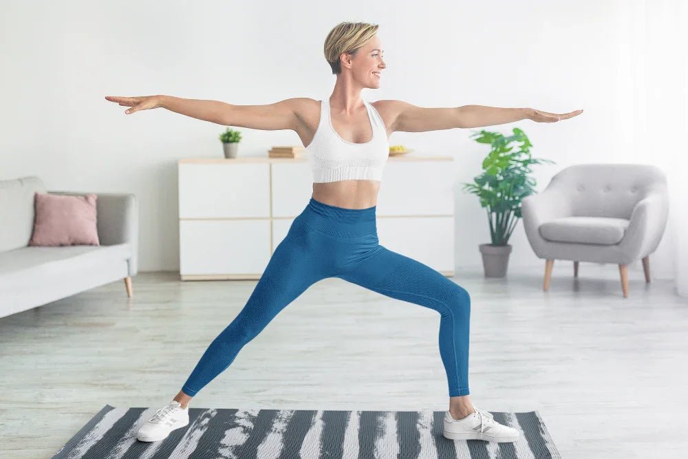 Yoga Mat | 6mm Thick | Blue Striped | Non-slip | Eco Friendly | Yune Yoga | Fir