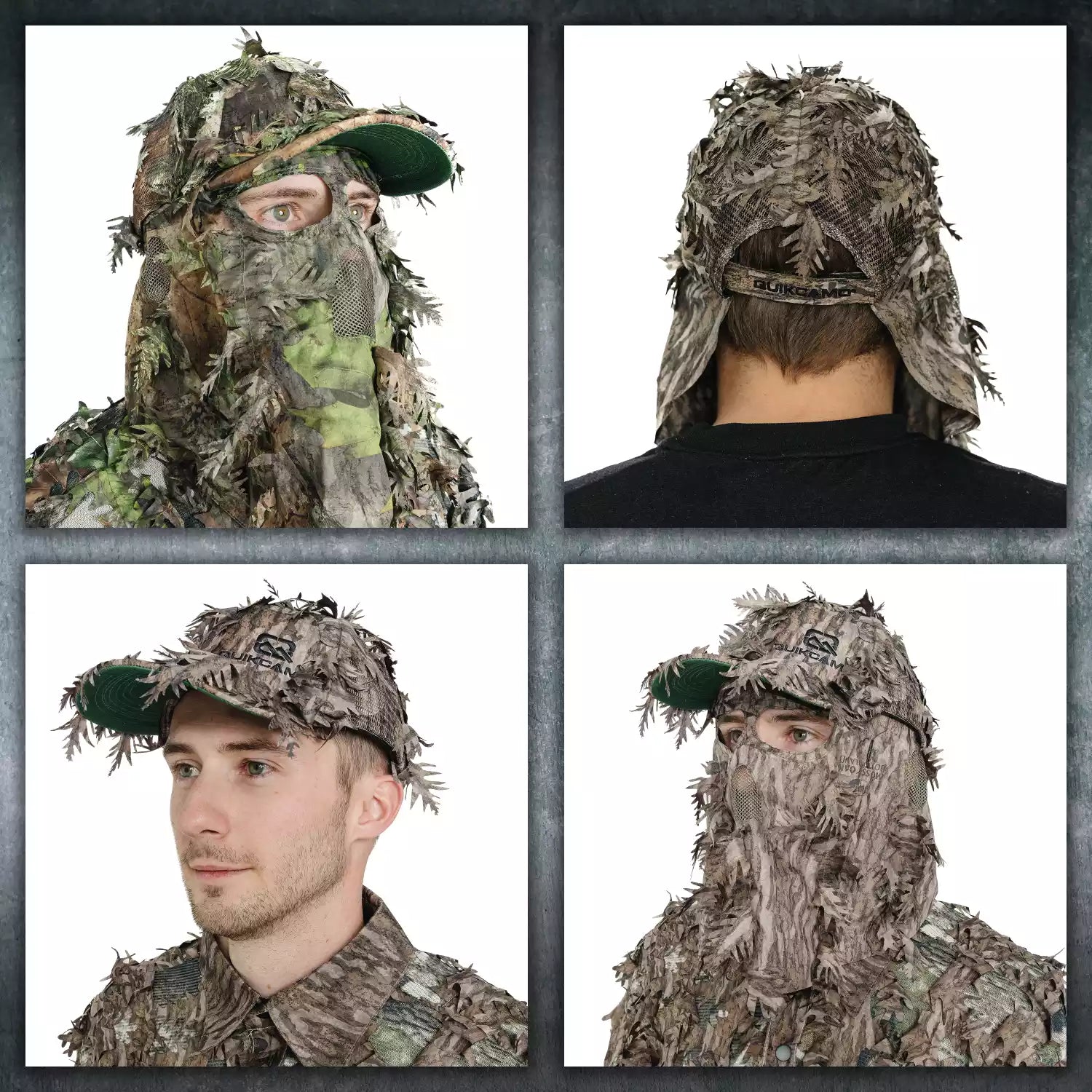 2-in-1 FRONT Leafy Face Mask and Camo Hat