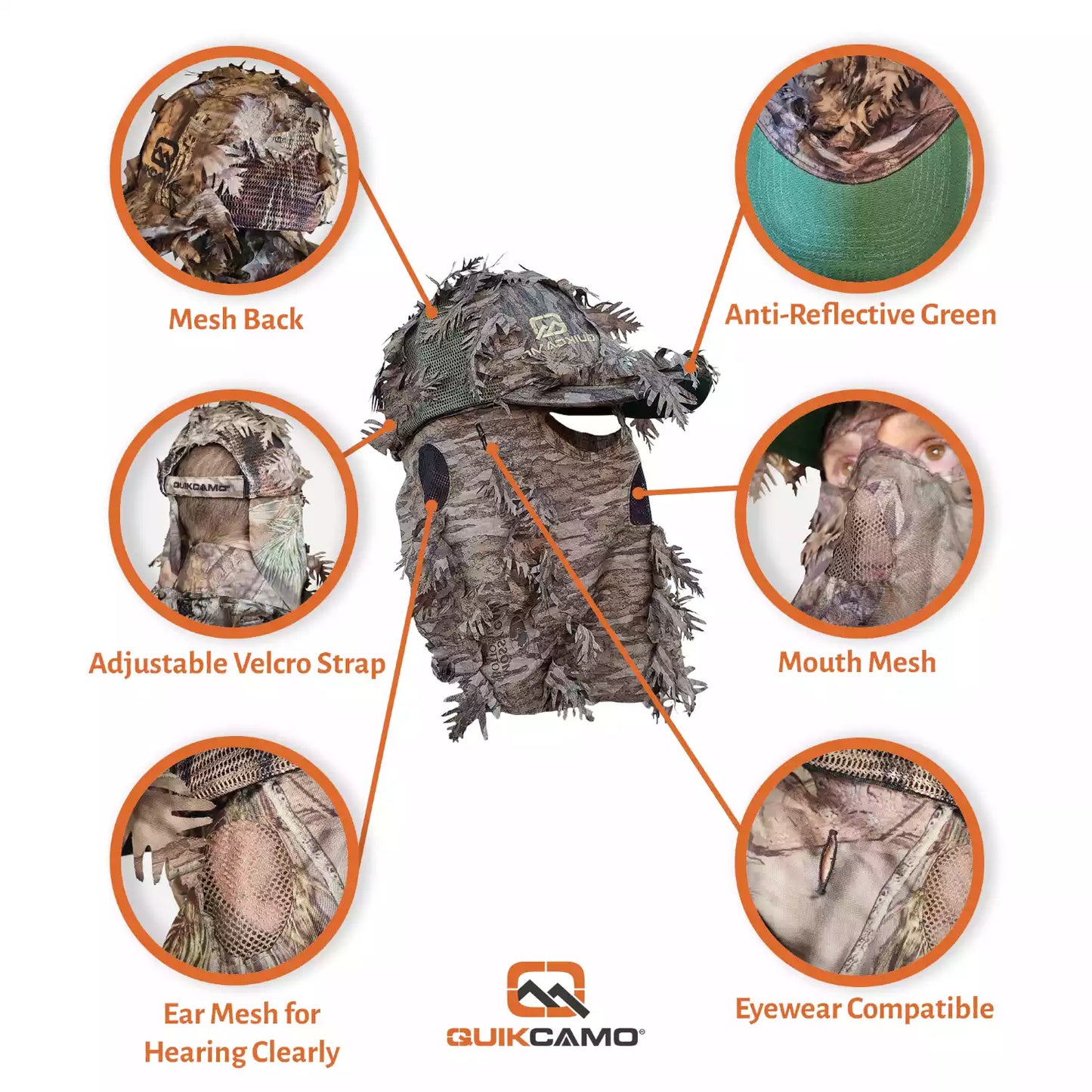 2-in-1 FRONT Leafy Face Mask and Camo Hat