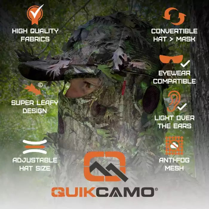 2-in-1 FRONT Leafy Face Mask and Camo Hat