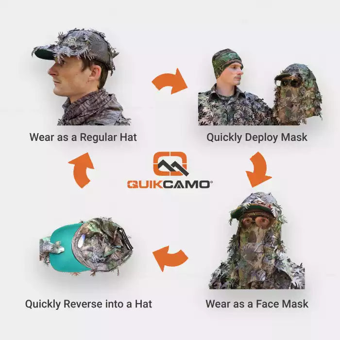 2-in-1 FRONT Leafy Face Mask and Camo Hat