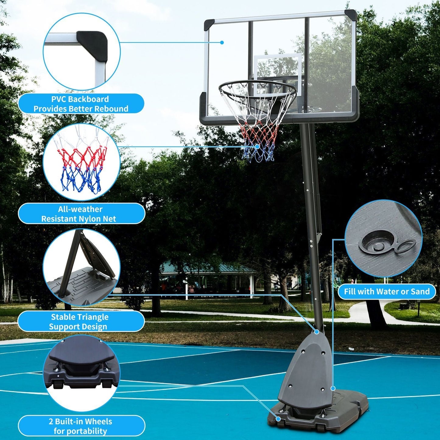Portable Indoors & Outdoors Basketball Hoop