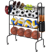 Rolling 4-Layer Basketball Rack with Wheels