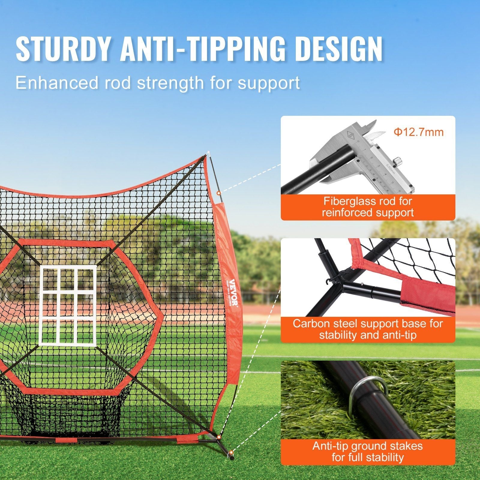 Portable 7 by 7 foot Baseball & Softball Practice Net