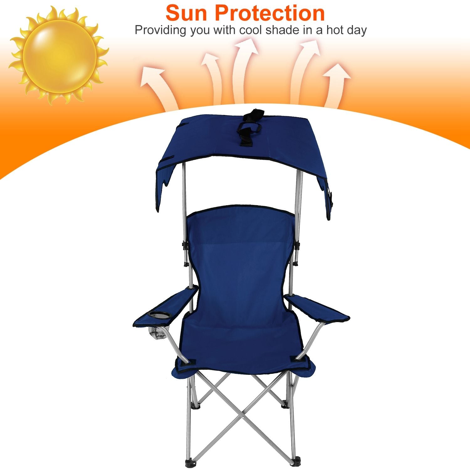Portable Camping Chair with Adjustable Sunshade Canopy