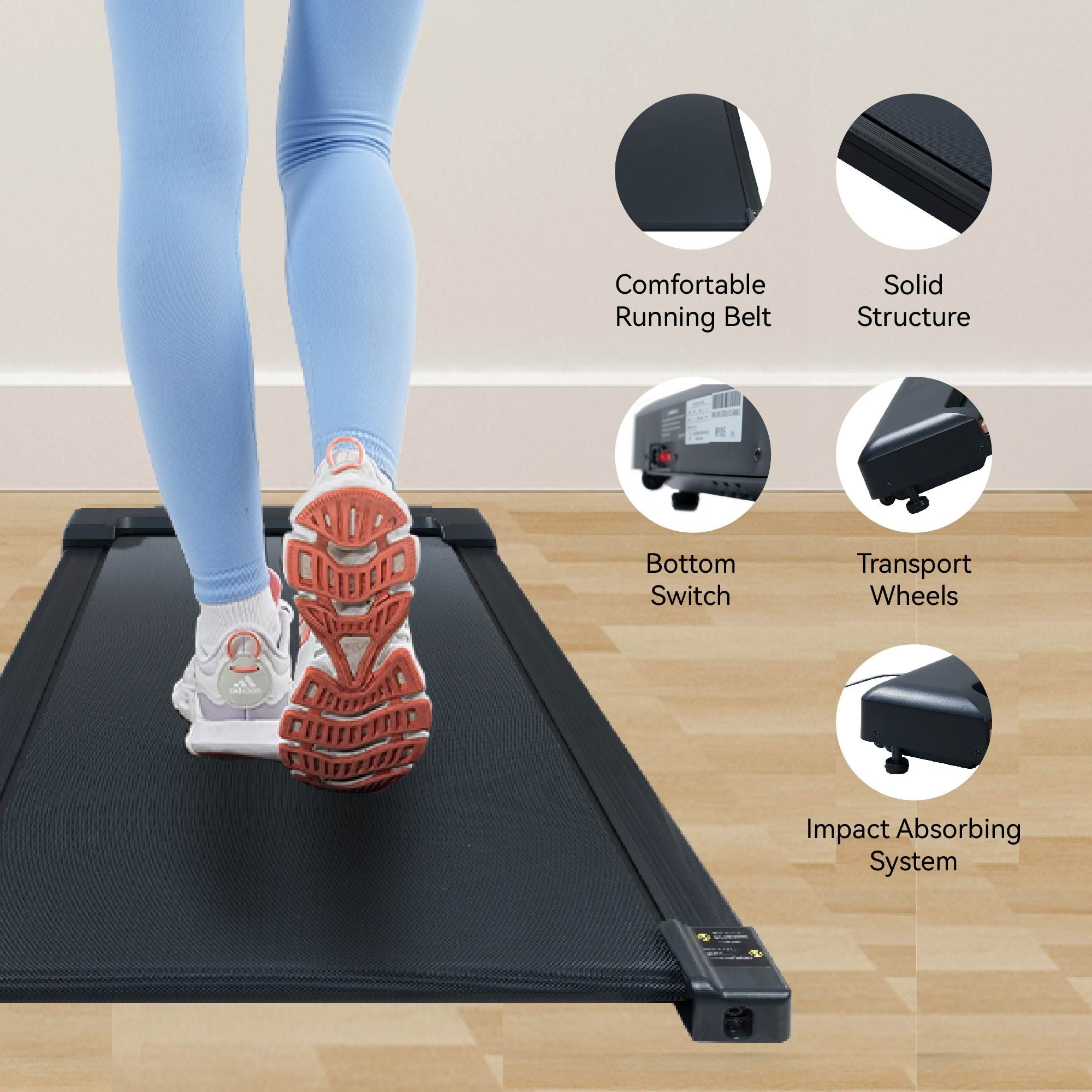 2.5HP Under Desk Treadmill with LED Display & Remote Control