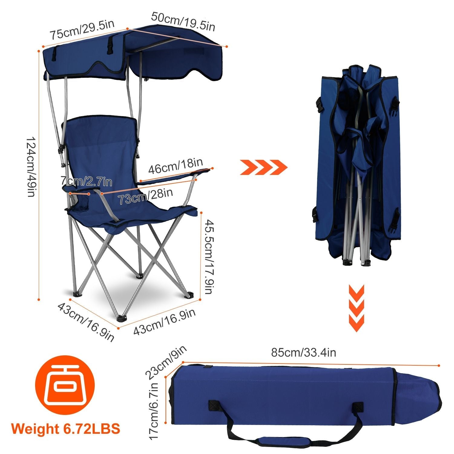 Portable Camping Chair with Adjustable Sunshade Canopy