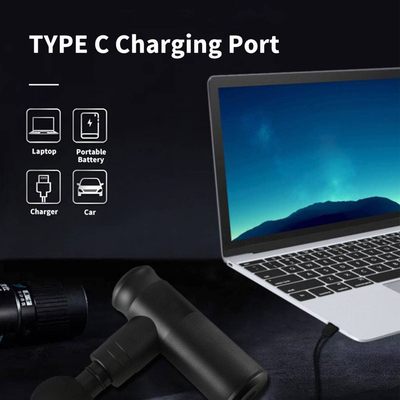 Percussive Gun Deep Tissue with 4 Adjustable Speeds & 4 Heads