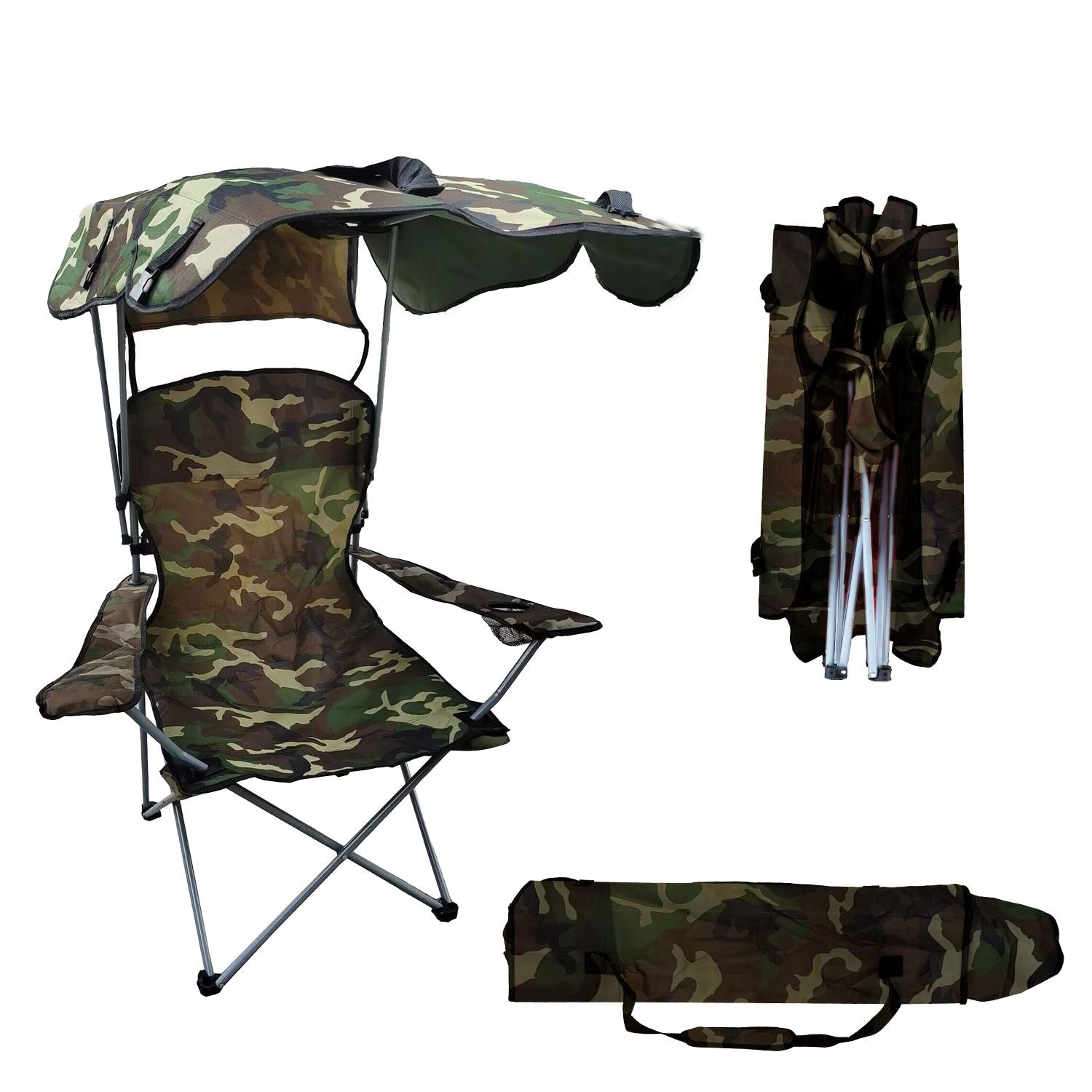 Portable Camping Chair with Adjustable Sunshade Canopy