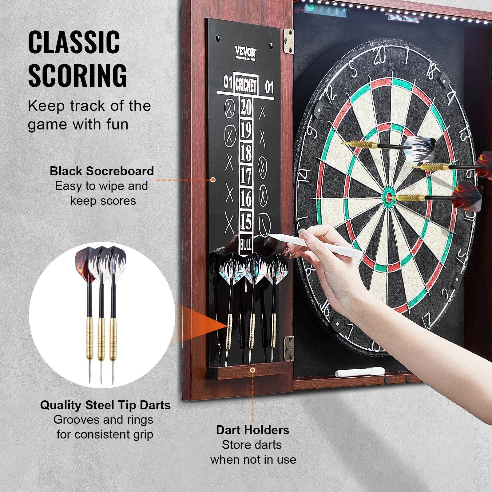 Official Size Dartboard & Cabinet Set