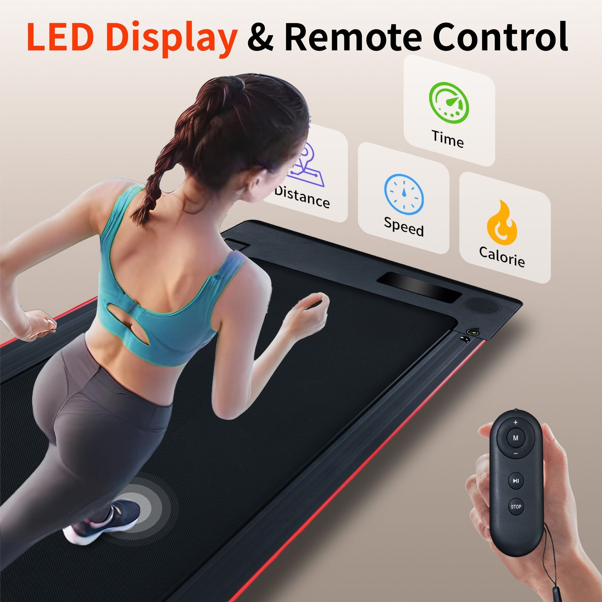 Portable 3HP Walking Pad Treadmill with 10° Incline & LED Display