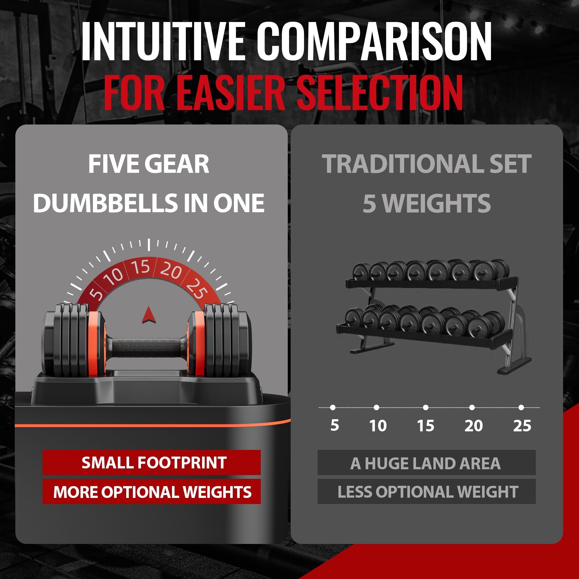 25LB 5-in-1 Single Adjustable Free Dumbbell