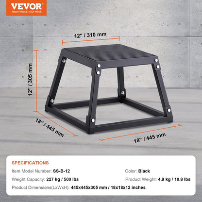 Steel 12 Inch Plyometric Jump Box for Agility Training