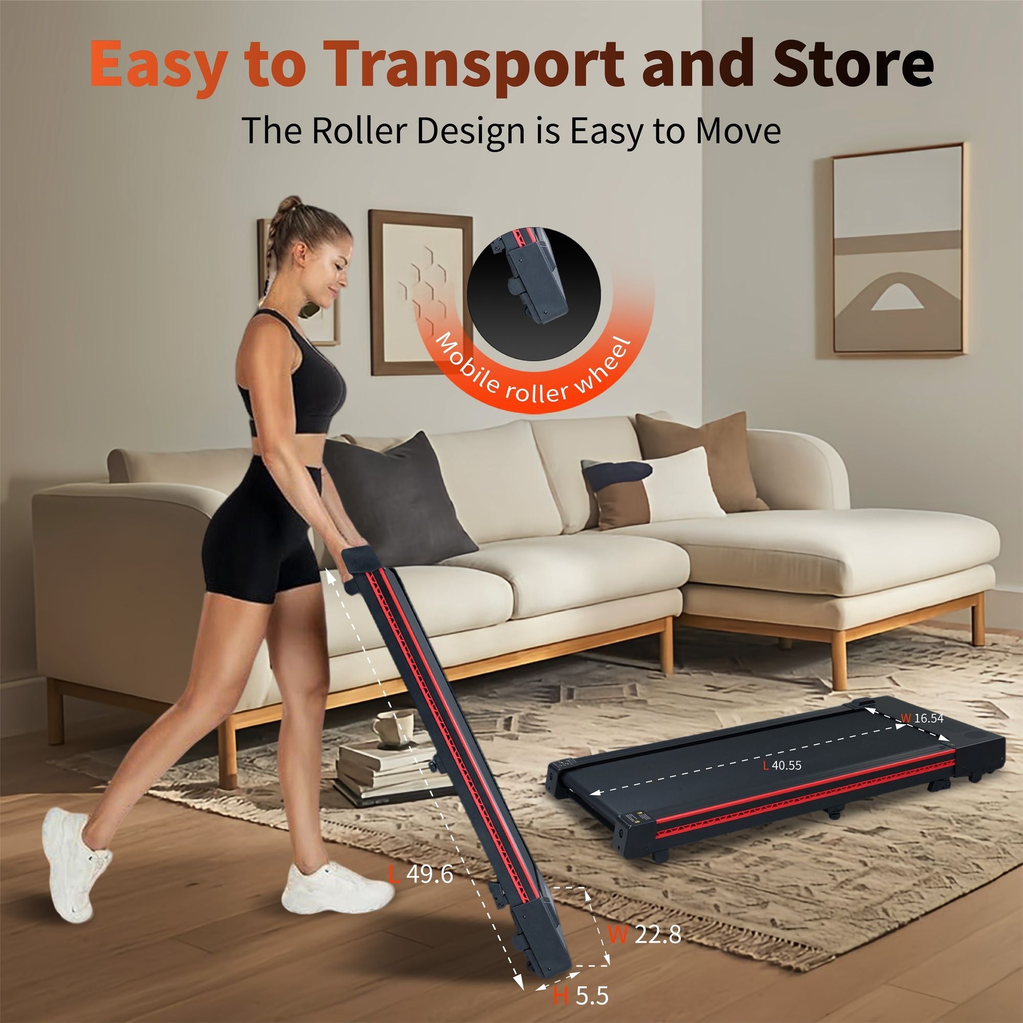 Portable 3HP Walking Pad Treadmill with 10° Incline & LED Display