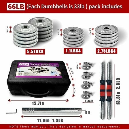 Adjustable 66 Pounds Dumbbell Set