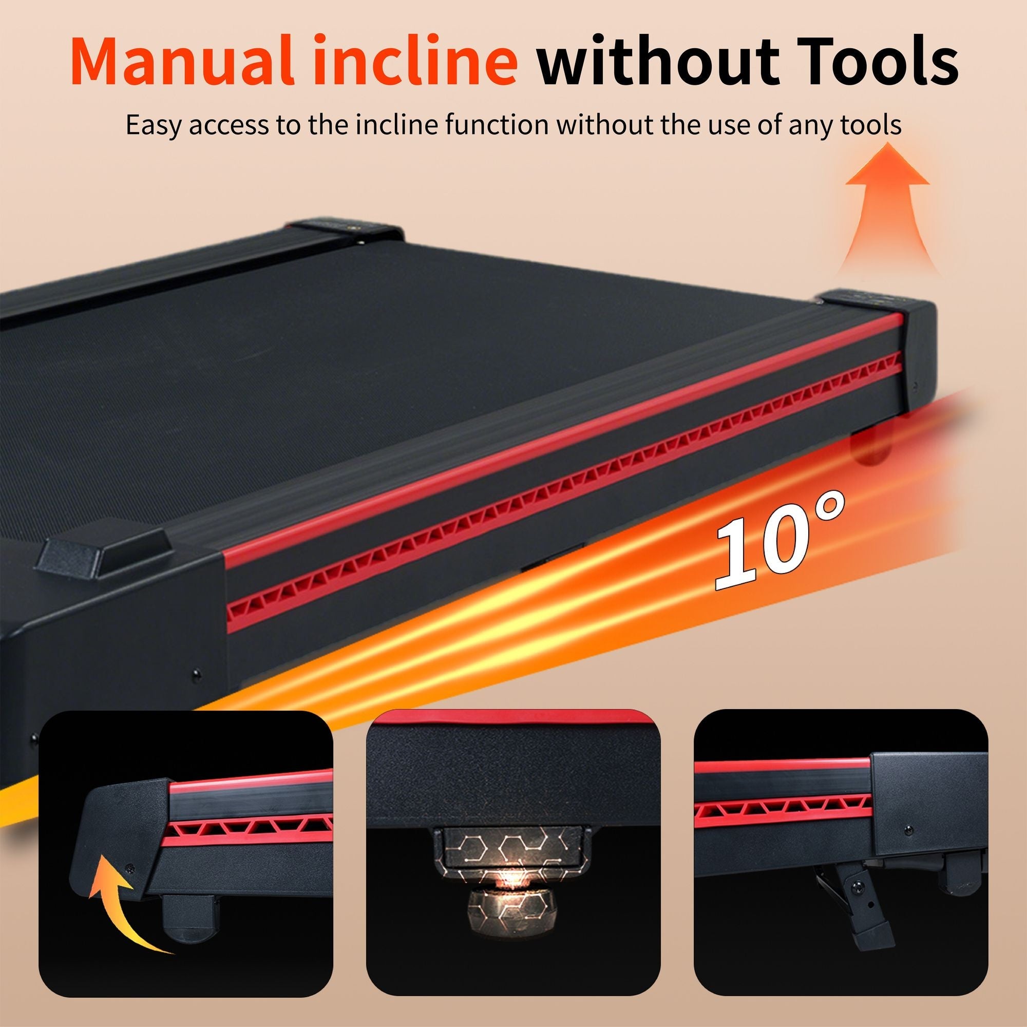 Portable 3HP Walking Pad Treadmill with 10° Incline & LED Display