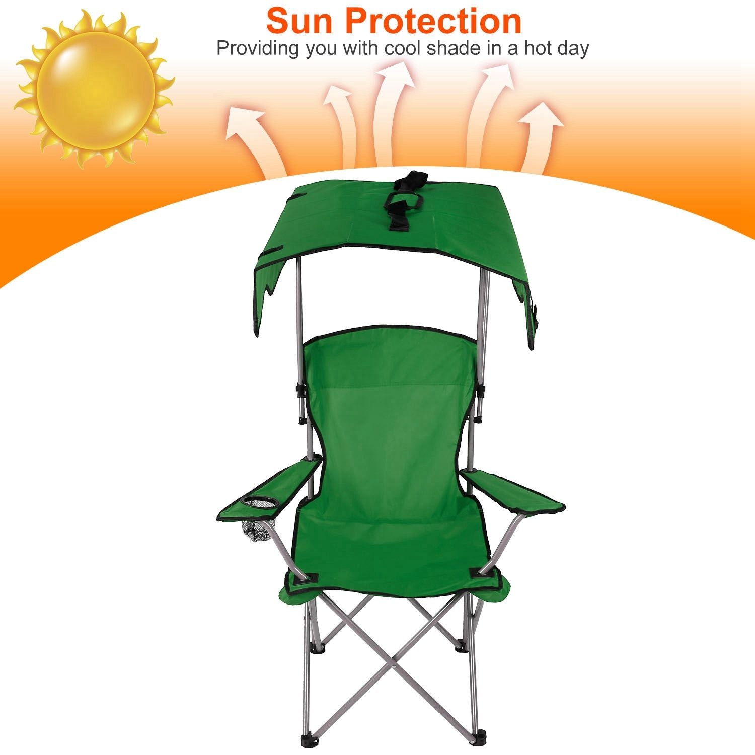 Portable Camping Chair with Adjustable Sunshade Canopy