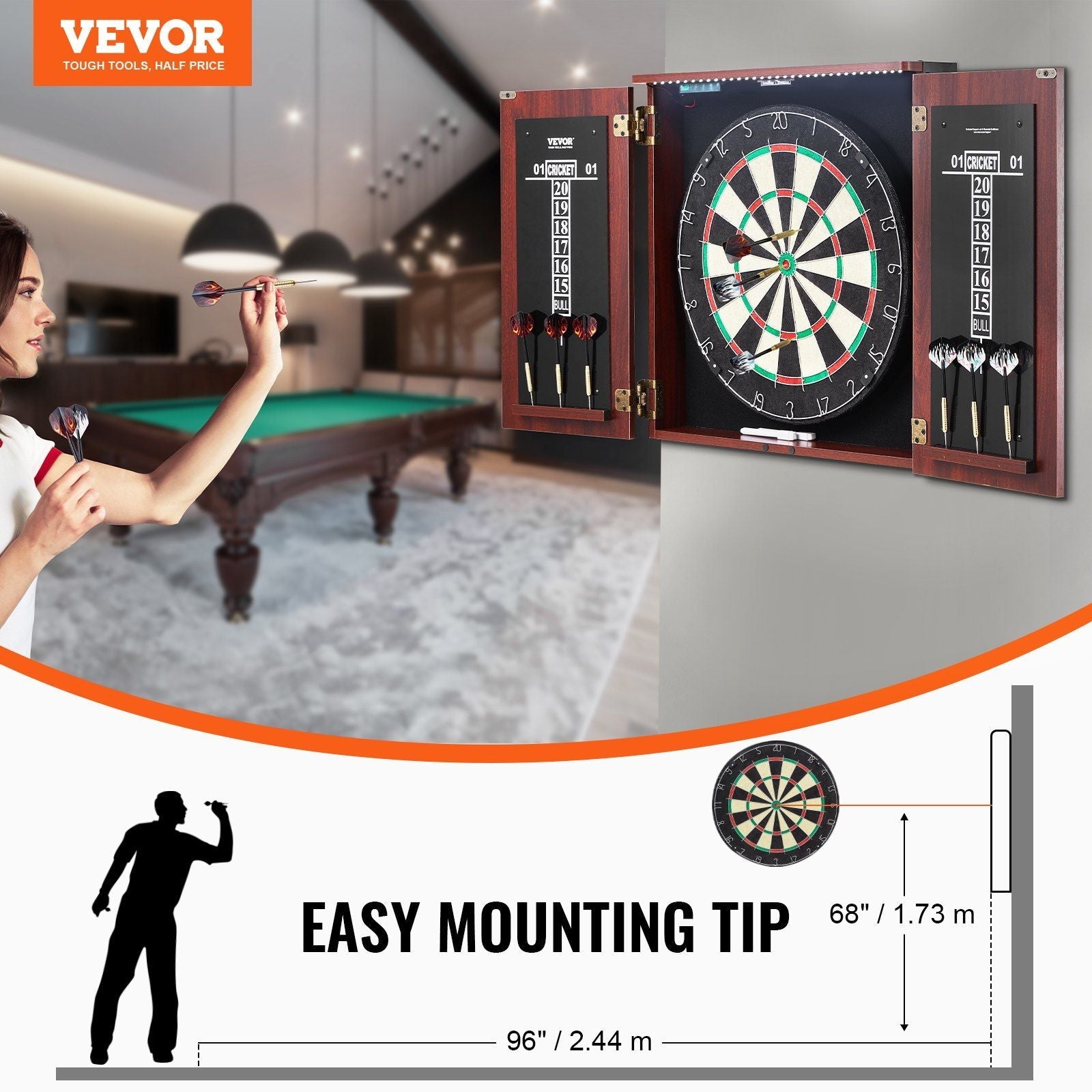 Official Size Dartboard & Cabinet Set