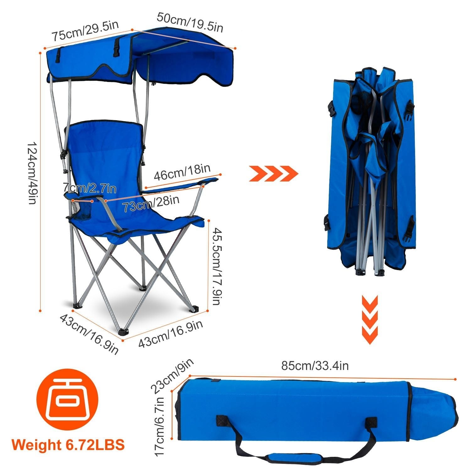 Portable Camping Chair with Adjustable Sunshade Canopy