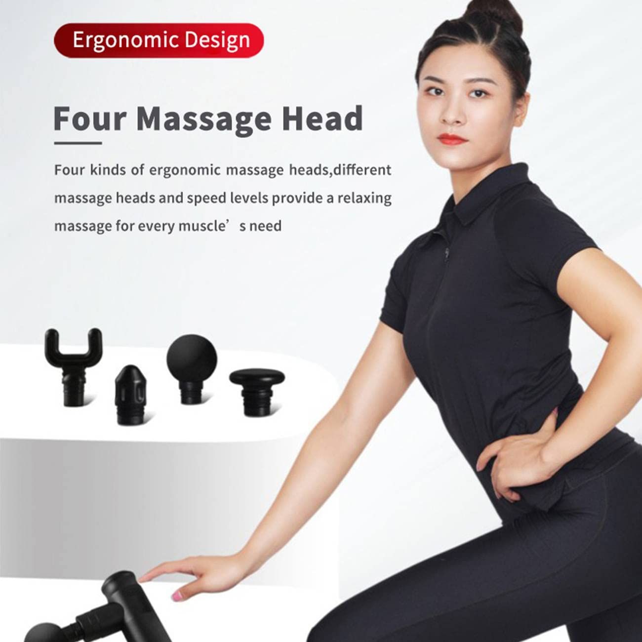 Percussive Gun Deep Tissue with 4 Adjustable Speeds & 4 Heads