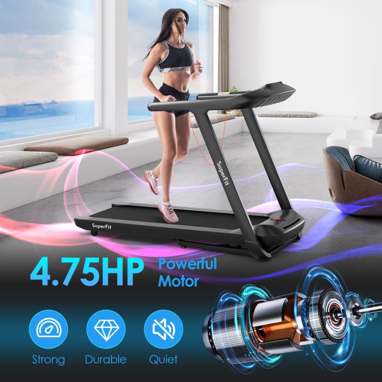 4.75HP Folding peloton Treadmill with Preset Programs Touch Screen Control