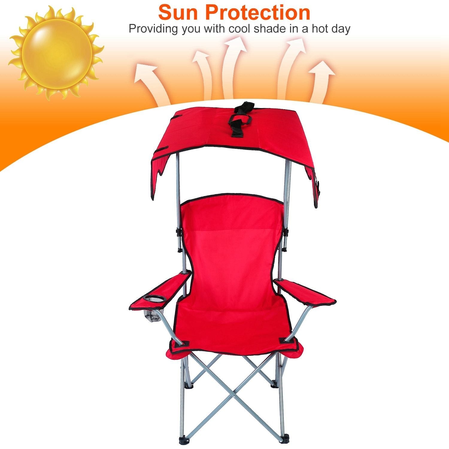 Portable Camping Chair with Adjustable Sunshade Canopy