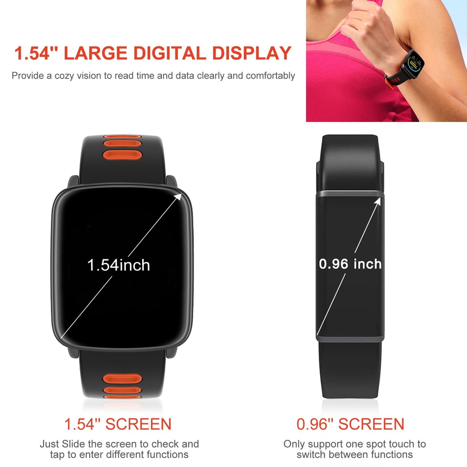Smartwatch Fitness Tracker 1.54'' Color Screen IP68 Waterproof Activity Tracker