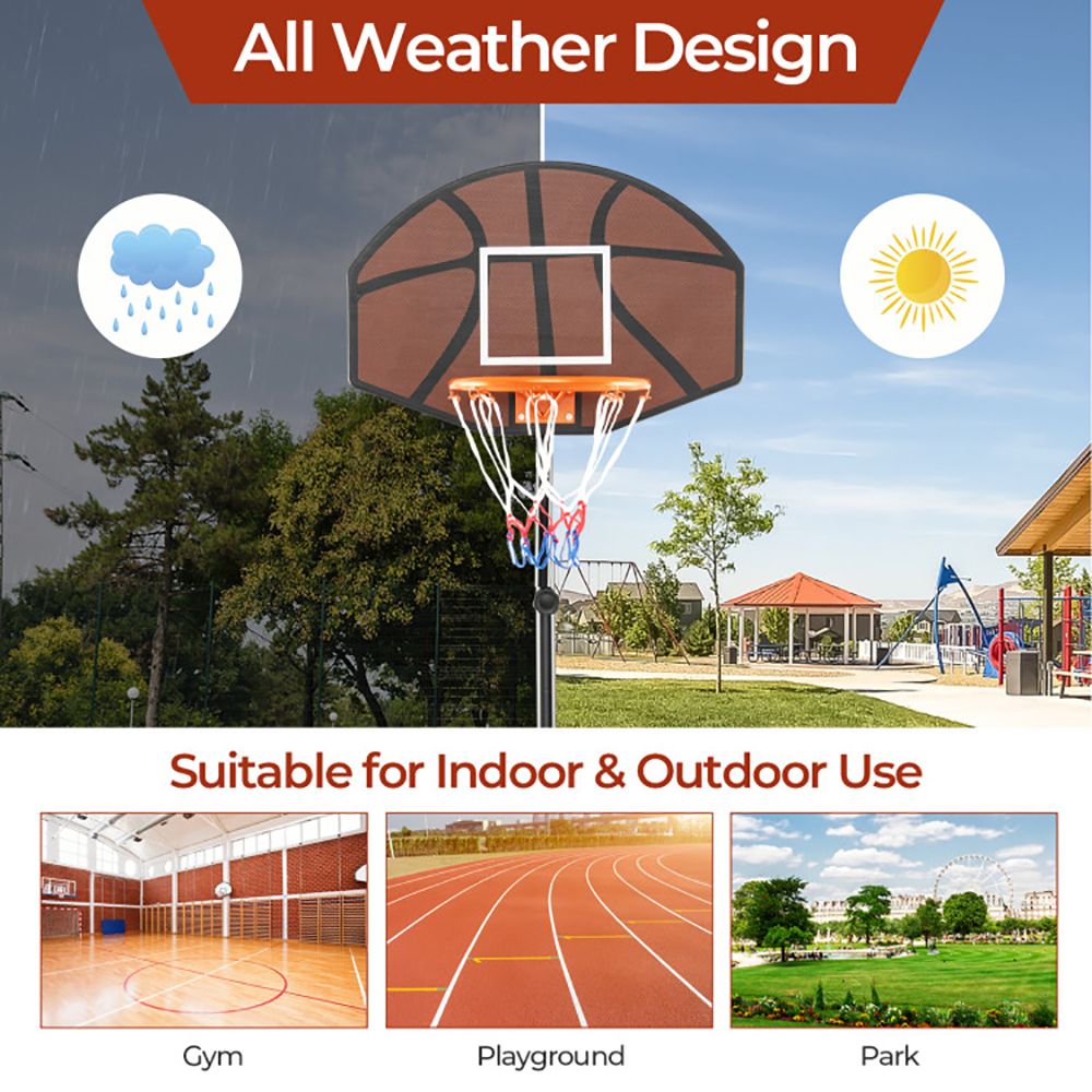 Kids Adjustable Basketball Hoop 5.6-6.5 Feet with Shatterproof Backboard