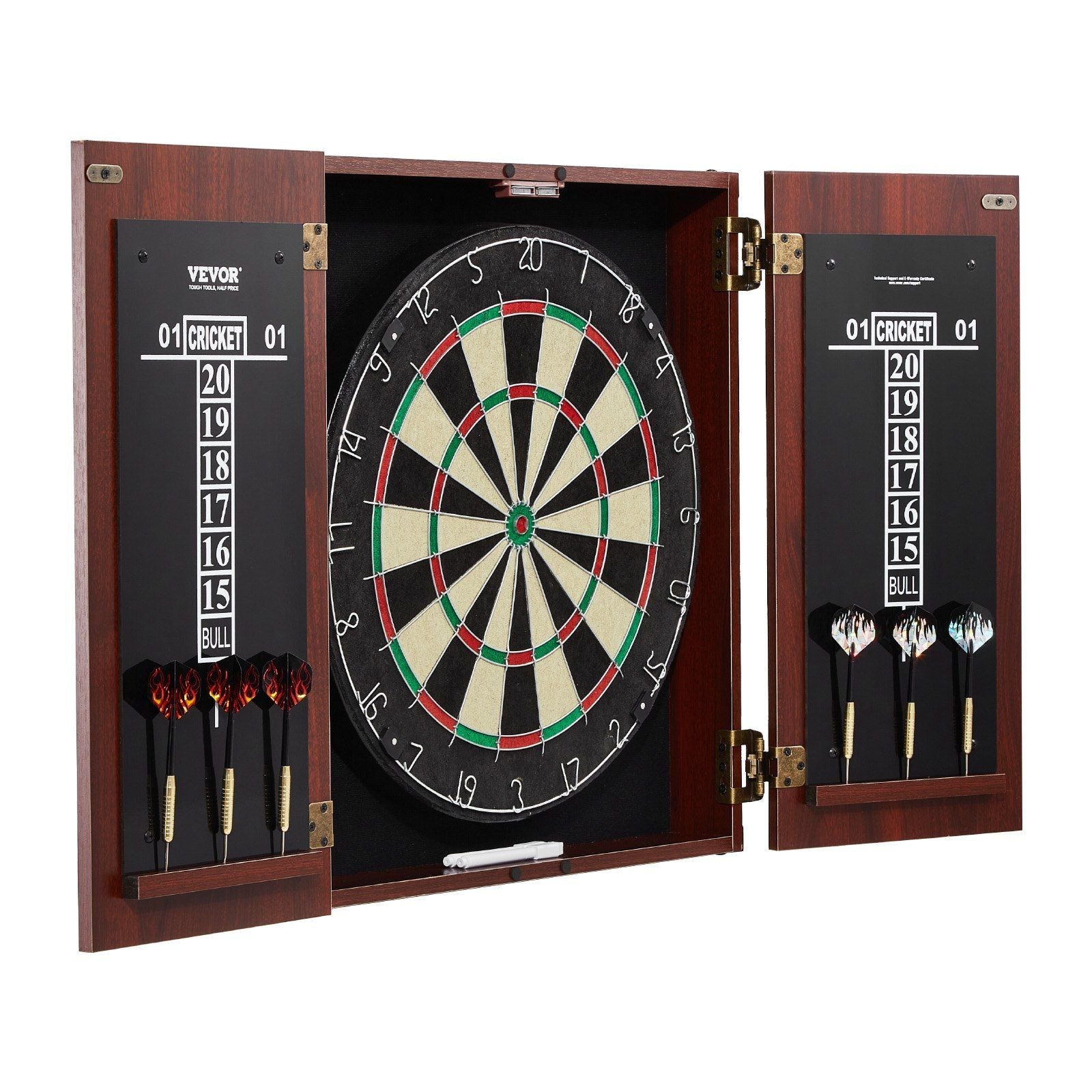 Dartboard and Cabinet Set Official Size Complete dart board Accessory Steel Tip Dart