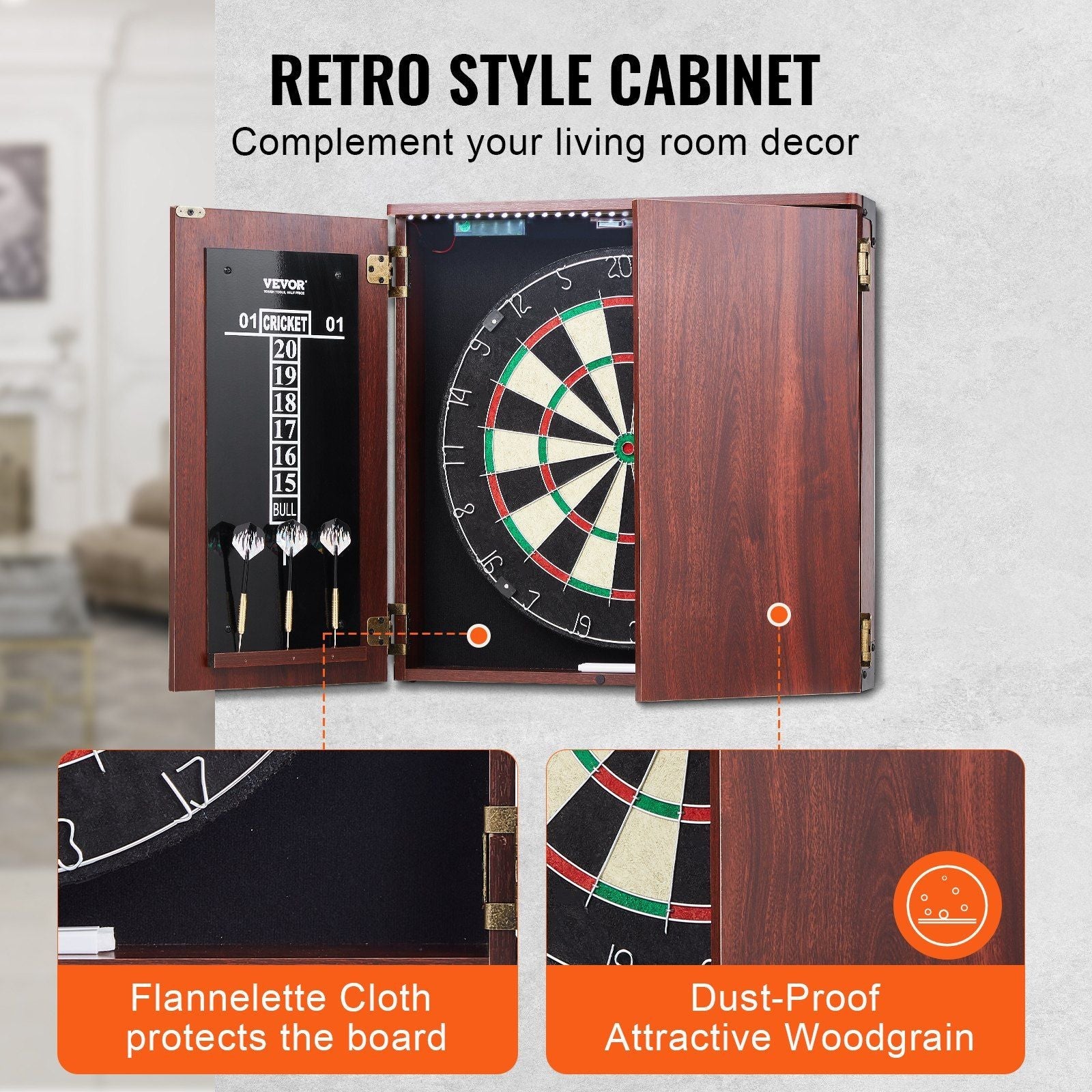 Official Size Dartboard & Cabinet Set