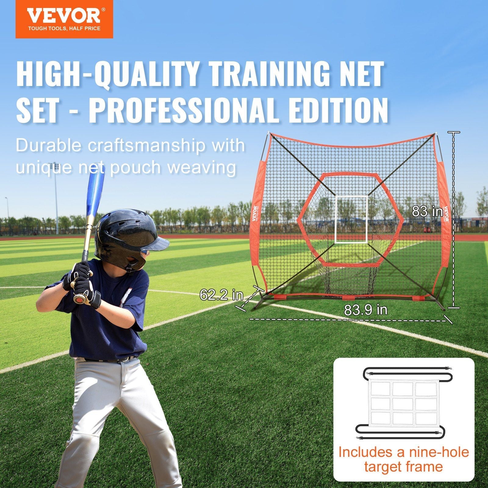 Portable 7 by 7 foot Baseball & Softball Practice Net